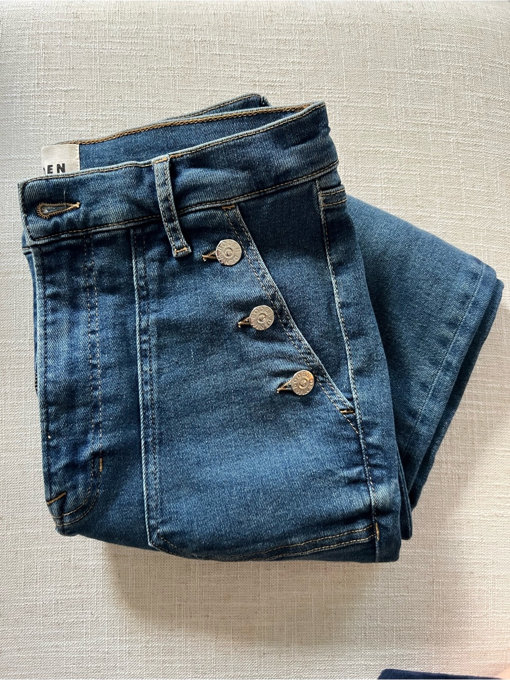 Boden Button Detail Straight Jeans, 30W 32L - Picture 3 of 16